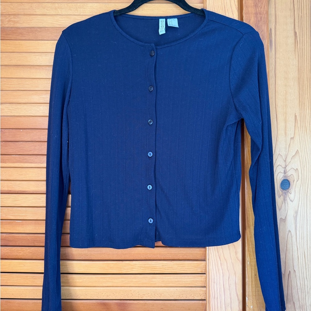 Women's Navy Blue Button-Up Cardigan